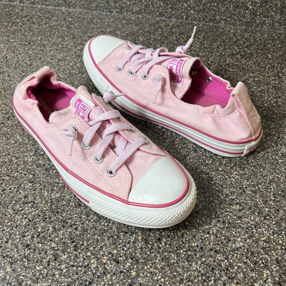 Converse All Star Slip On Baby Pink Canvas Shoe Womens Sz 9 Stretch Back Sneaker